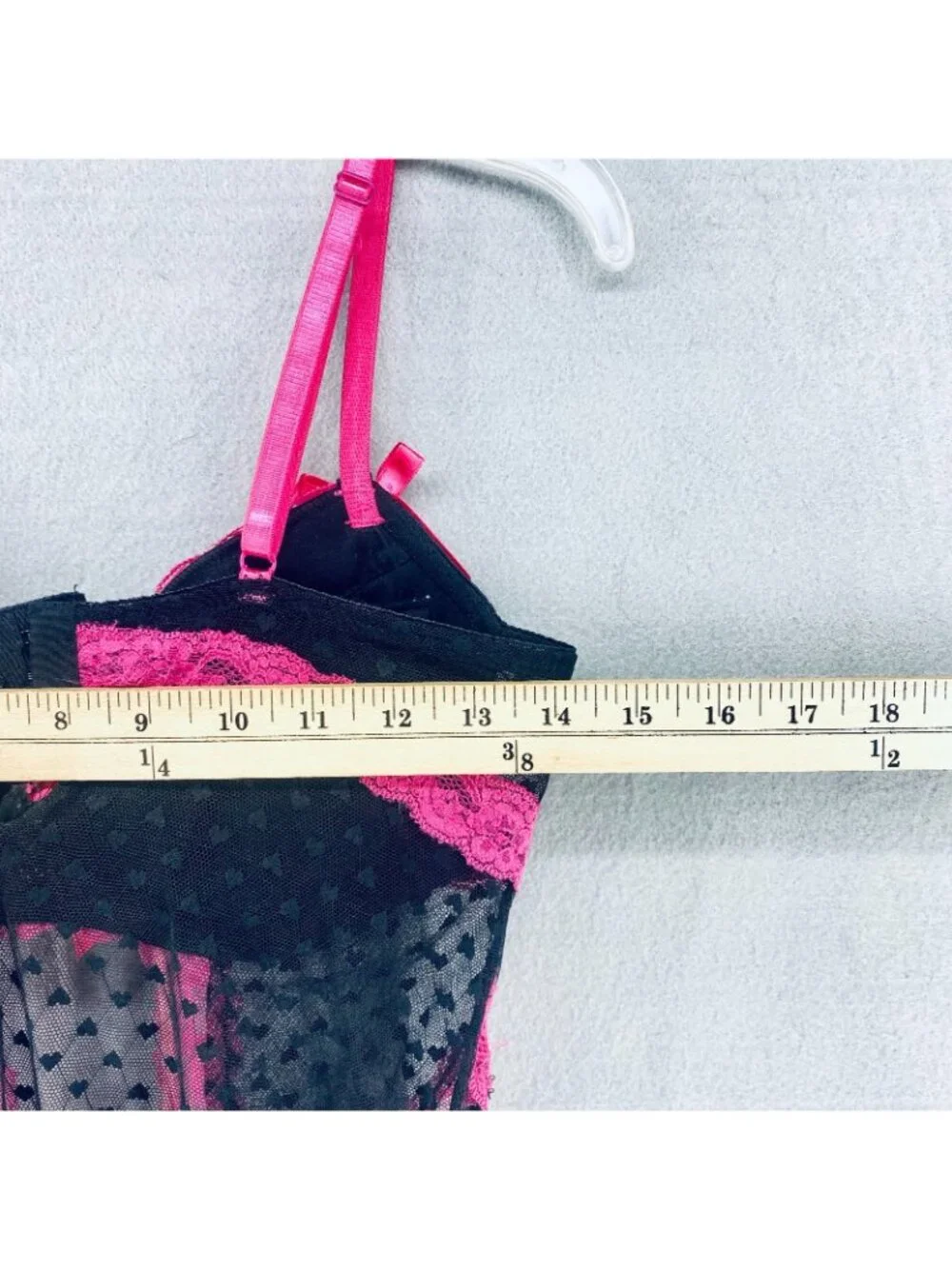 Womens Babydoll Lingerie Set Small Pink Black Lace Cut Out Front Bra Top 90s y2k